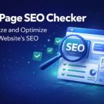 On page SEO checker analyzing website SEO elements like keywords, meta tags, and content optimization
